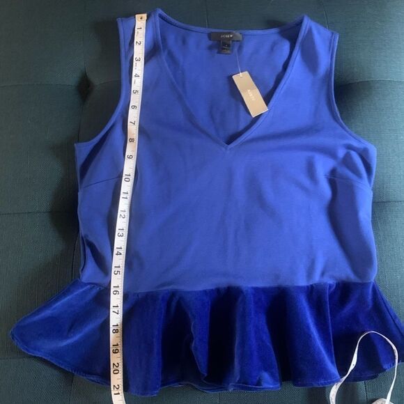 🎄J Crew Peplum Cobalt Blue Velvet Top - Picture 9 of 10